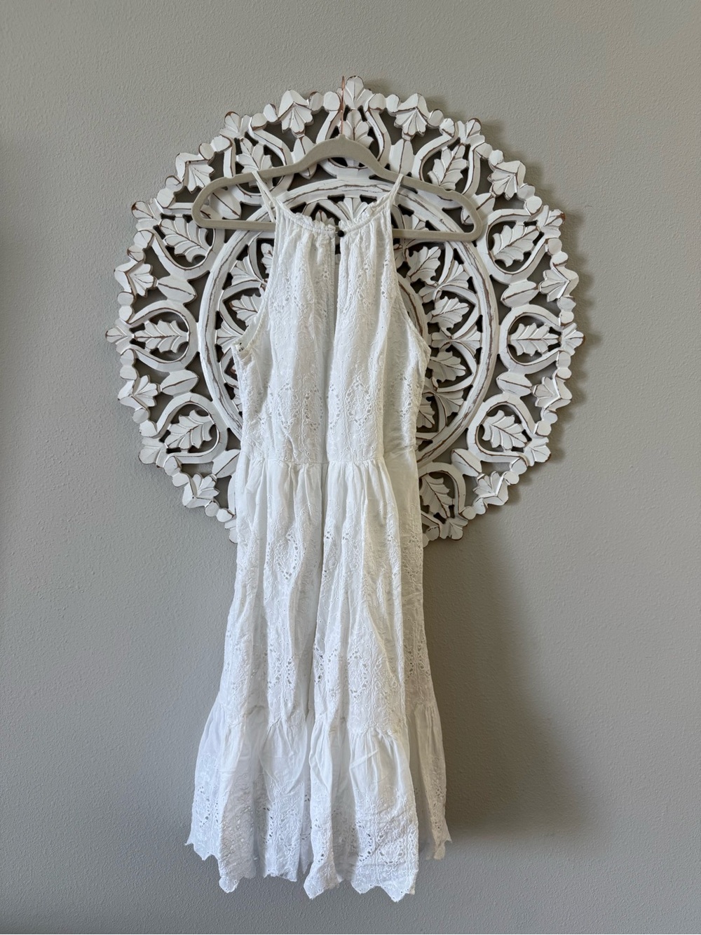 Maeve Anthropologie Tiered White Eyelet Midi Dress, Bridal, Bachelorette size 10 - Picture 9 of 11